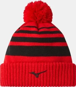 MIZUNO BREATH THERMO POM POM BEANIE RED