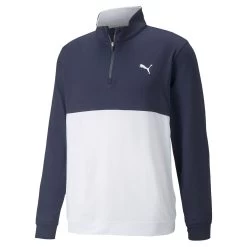 Puma Gents Gamer Colorblock ¼ Zip Navy Blazer - Bright White