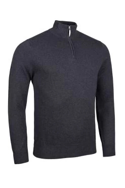 Glenmuir Gents Devon Zip Neck Sweater Charcoal Marl
