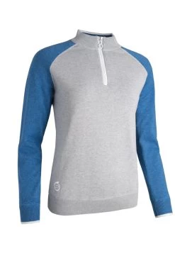 Glenmuir ZONDA Ladies Zip Neck Lightweight Lined Cotton Golf Sweater
